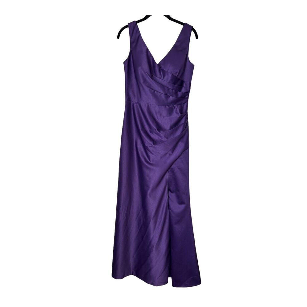 Mingda's Dress Purple Sleeveless Ruched V-Neck Prom Formal Special Occasion‎
